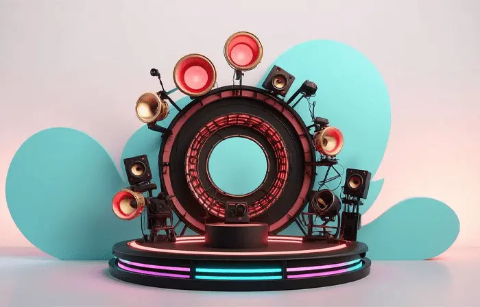 DJ Sound System with Lights 3D Illustration